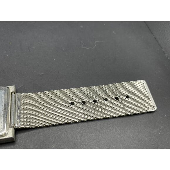 Vintage Anya Ltd. Watch Silver Tone G2249 Rectangular Face Mesh Strap - Picture 6 of 10